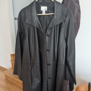 Jones New York Black Leather Coat